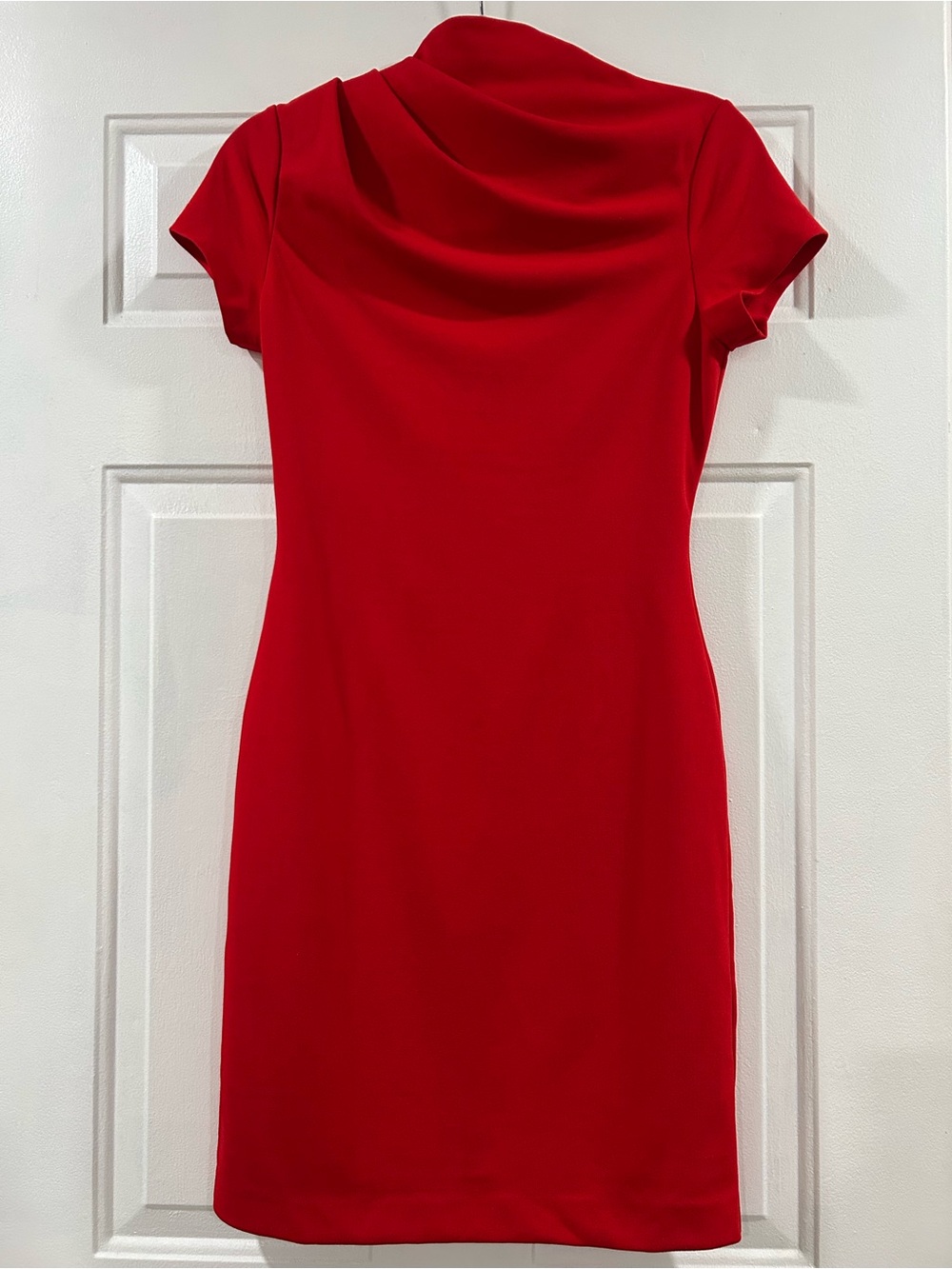 Alexia Admor Red Draped Neck Short Sleeve Women's Dress
